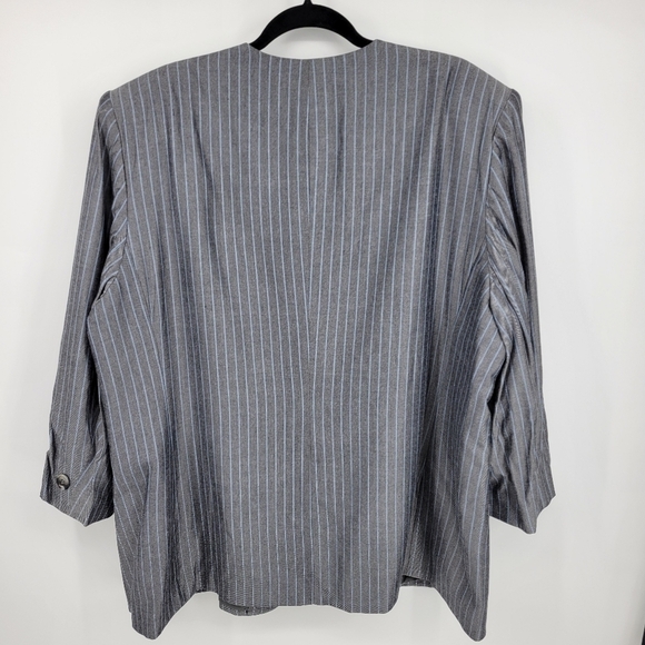 Saville Womens Blazer/Jacket Gray With Blue Stripes Size 24W - Picture 3 of 8